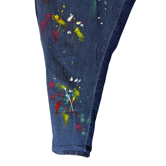 NY & Company Dream Curvy Boyfriend Paint Splatter Medium Blue Jeans Pants 20 - Picture 7 of 12